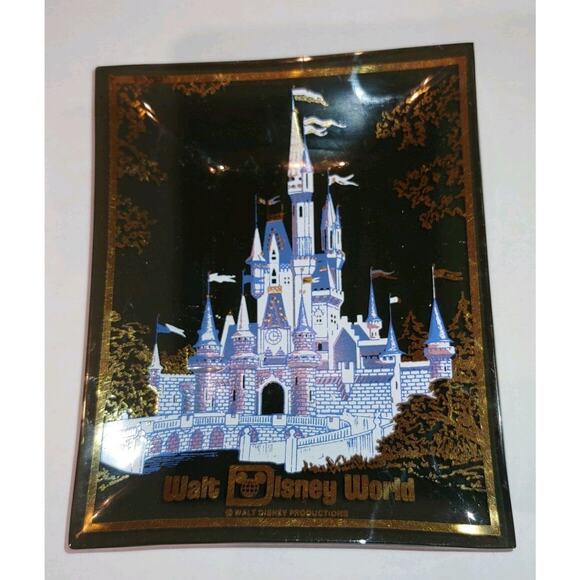 Walt Disney World Souvenir Smoke Glass Dish Vtg 70's CINDERELLA CASTLE Ash Tray - Picture 1 of 4